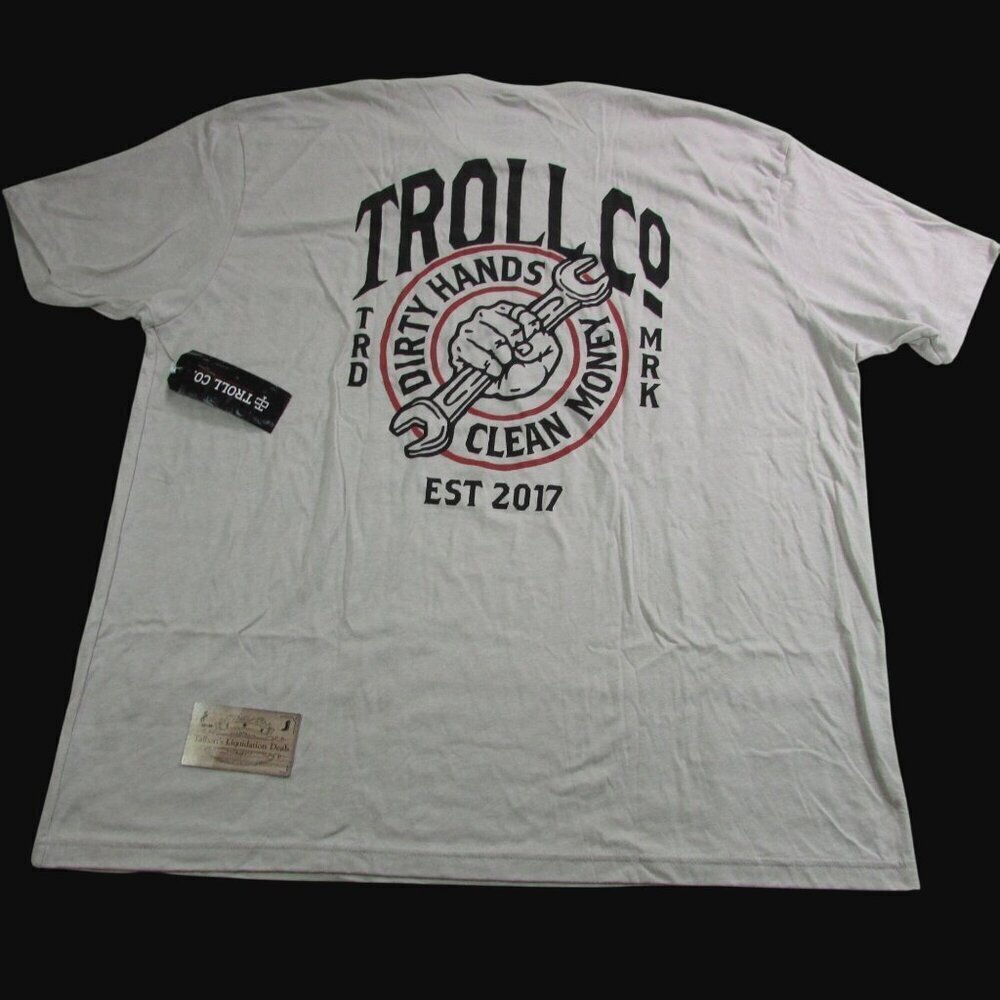 Troll Co. Men's 3XL Dirty Hands Clean Money Wrencher Graphic T-Shirt Sand